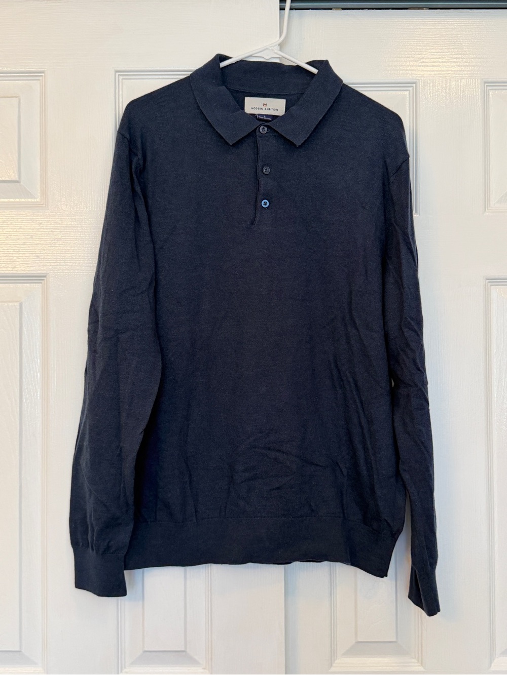 Modern Ambition Men’s Long-Sleeve Navy Polo Sweater